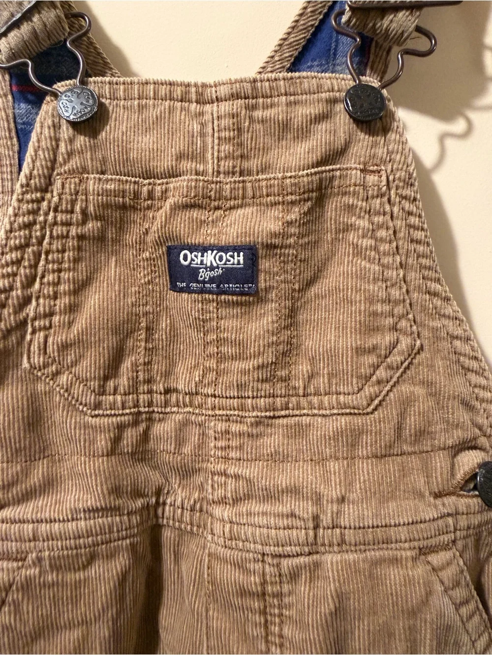 OshKosh B'gosh Tan Corduroy Fleece Lined Overalls Size 2T